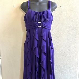 Women’s Purple Betsy & Adam Frill Long Dress Size 8P